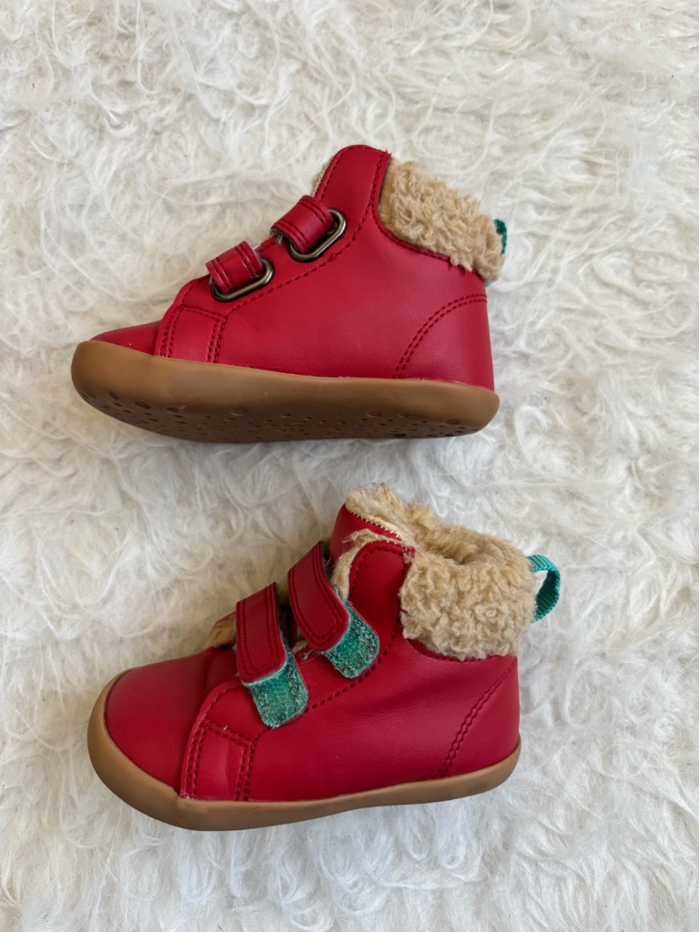Ten Little Toddler Cozy Red Faux-Fur Lined Velcro Boots - Picture 4 of 5